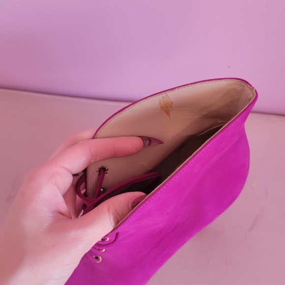 Aldo Pink Suede Peeptoe Lace-up Booties - Picture 4 of 5